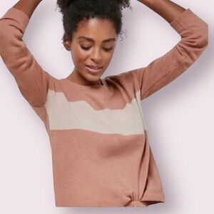 Anthropologie Saturday Sunday Clara Colorblock Sweater Brown Tan Size Medium
